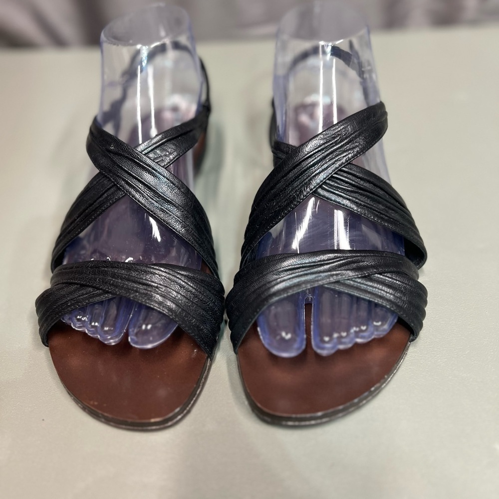 Cole Haan Black Leather Brown Slingback Slide Sandals Women Size 7.5B - Picture 2 of 12